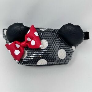Disney Parks Loungefly Minnie Mouse Bow Sequin Hip Pack Black Red